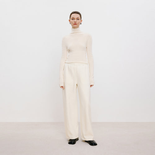 Vanilla White Curved Pants
