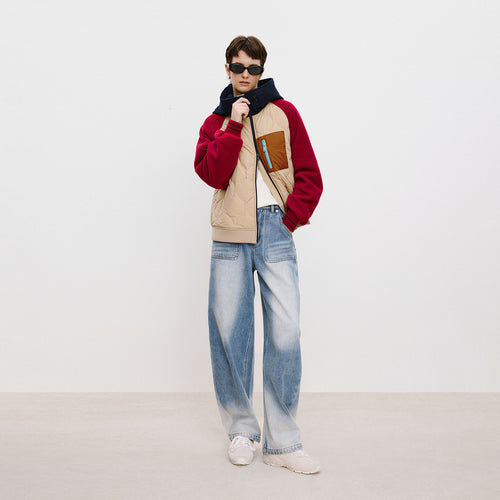 Street-Washed Curved Jeans