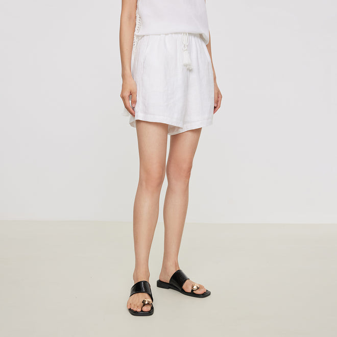 Linen White Shorts