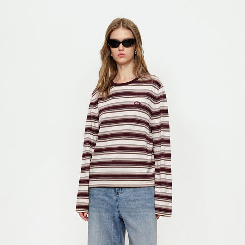 Wine Stained Cherry Striped Sweater
