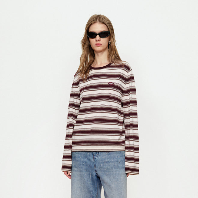 Wine Stained Cherry Striped Sweater