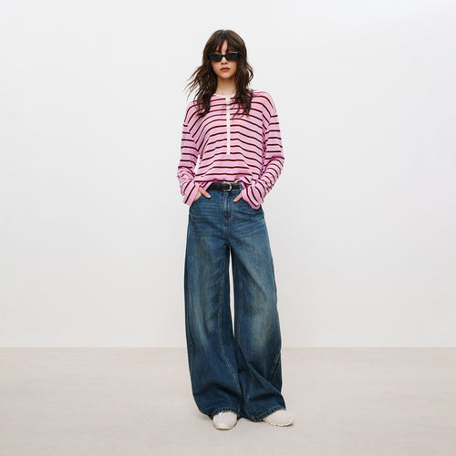 Vintage Wash Wide-Leg Jeans