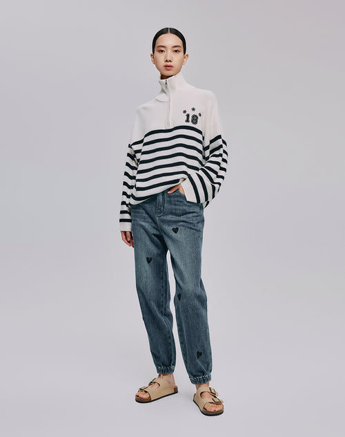 Striped Half-Zip Pullover