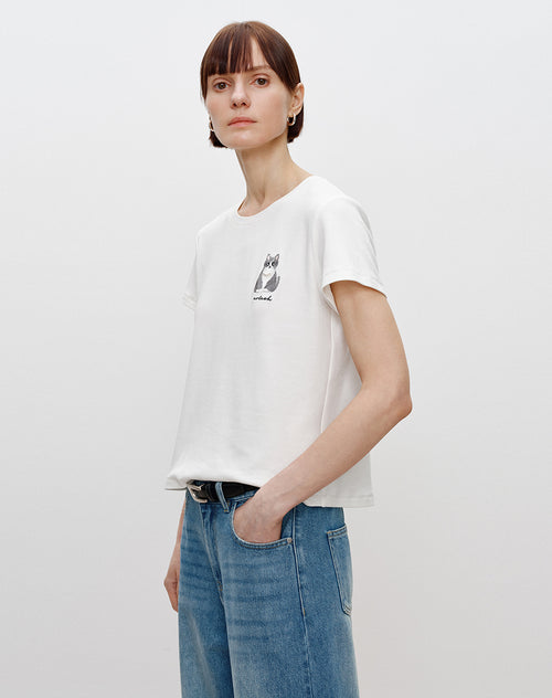 Embroidered Cat Tee