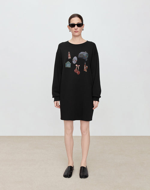 Casual Black Sweatshirt Dress