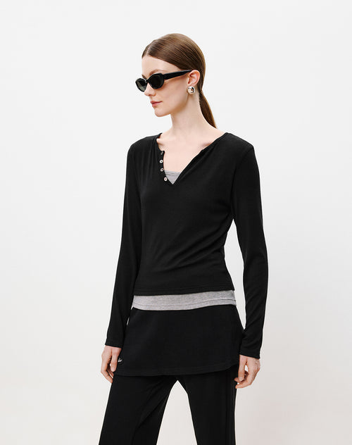 Half-Placket Mock-Layer Tee