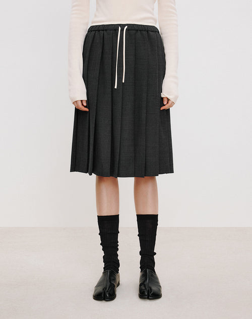Intellectual Double-Waist Pleated Skirt