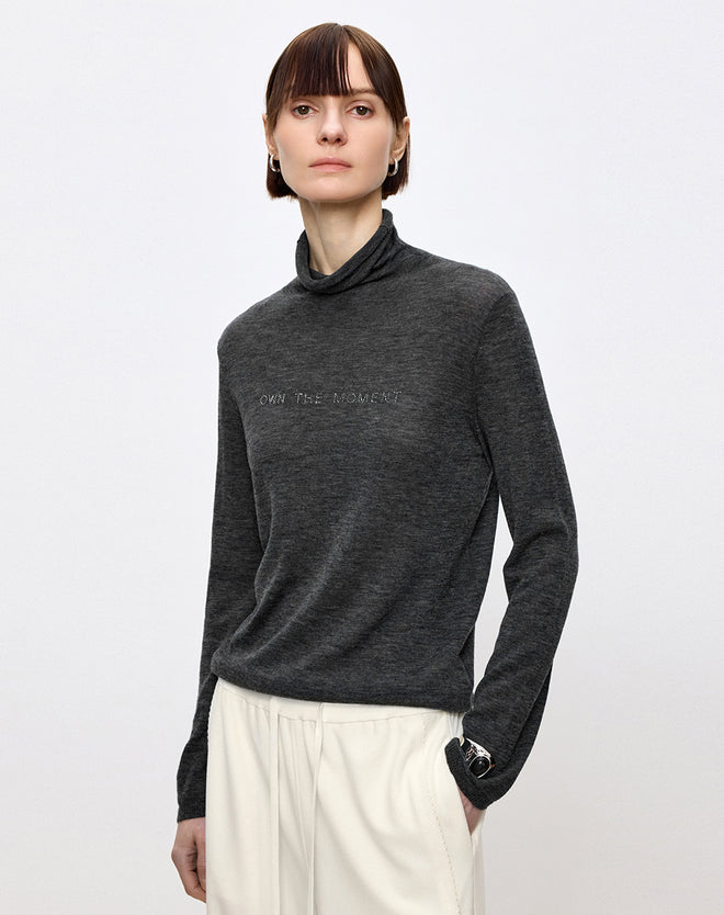 Mist Grey Turtleneck Sweater