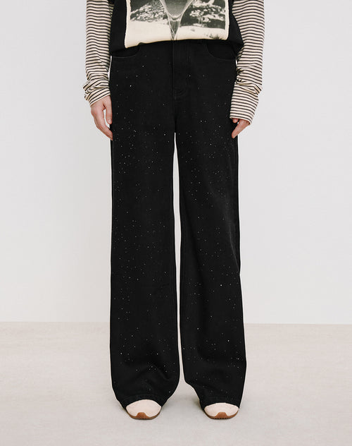 Dazzling Black Rhinestone Jeans