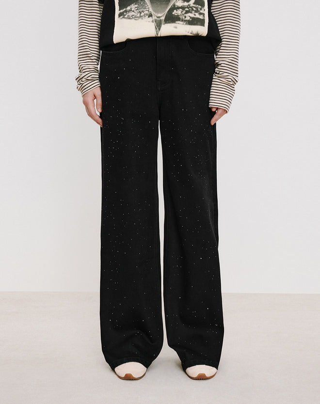 Dazzling Black Rhinestone Jeans