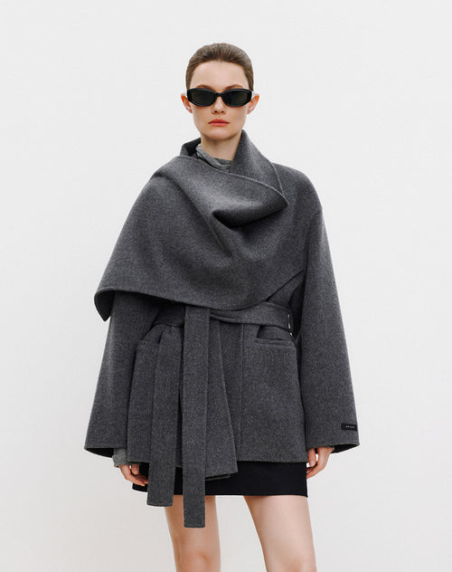 Warm Winter Shawl Double-Faced Wool Coat