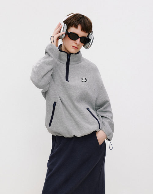 Cat Fleece Half-Zip Hoodie