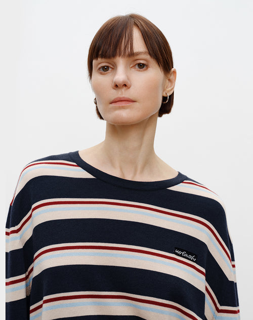 Sea Salt Raspberry Stripe Sweater
