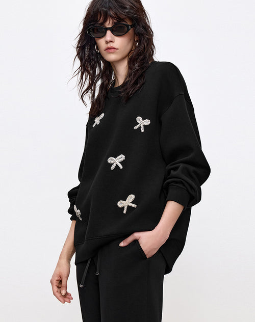 Bow Rhinestone Sweatshirt