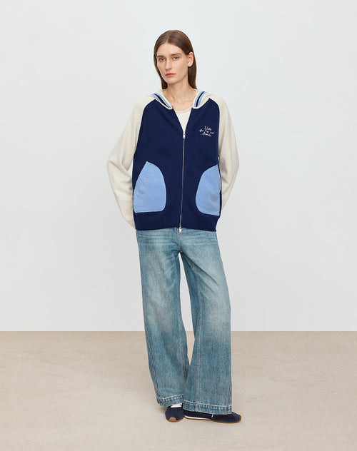 Deep Sea Hooded Knit Cardigan