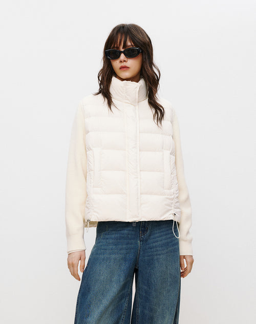 Knit-Sleeve Mock-Layer Down JacketKnit-Sleeve Mock-Layer Down Jacket