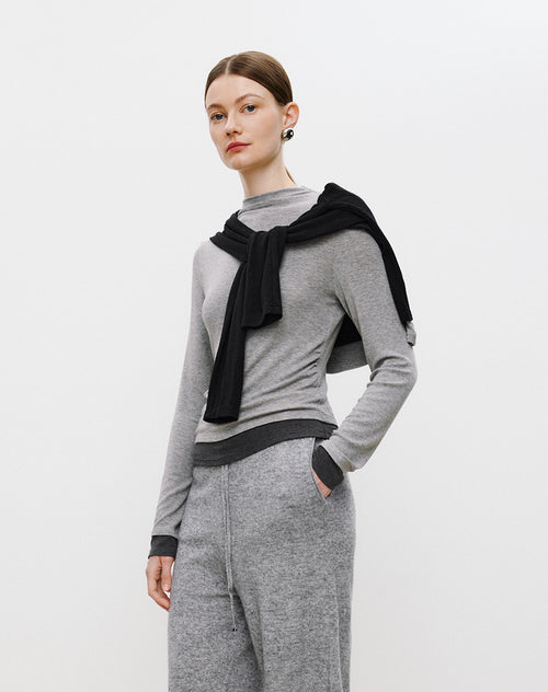 Half-Turtleneck Mock-Layer Tee