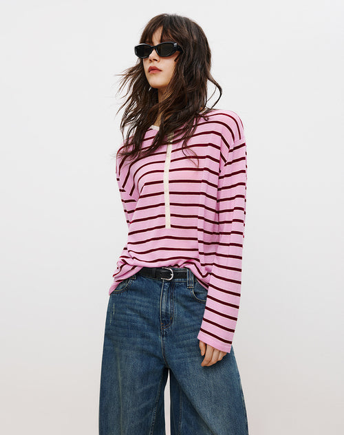 Berry Cheesecake Henley Sweater