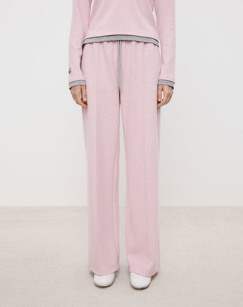 Light Pink Knit Wide-Leg Pants