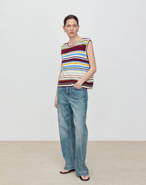 Tiramisu Striped Knitted Vest