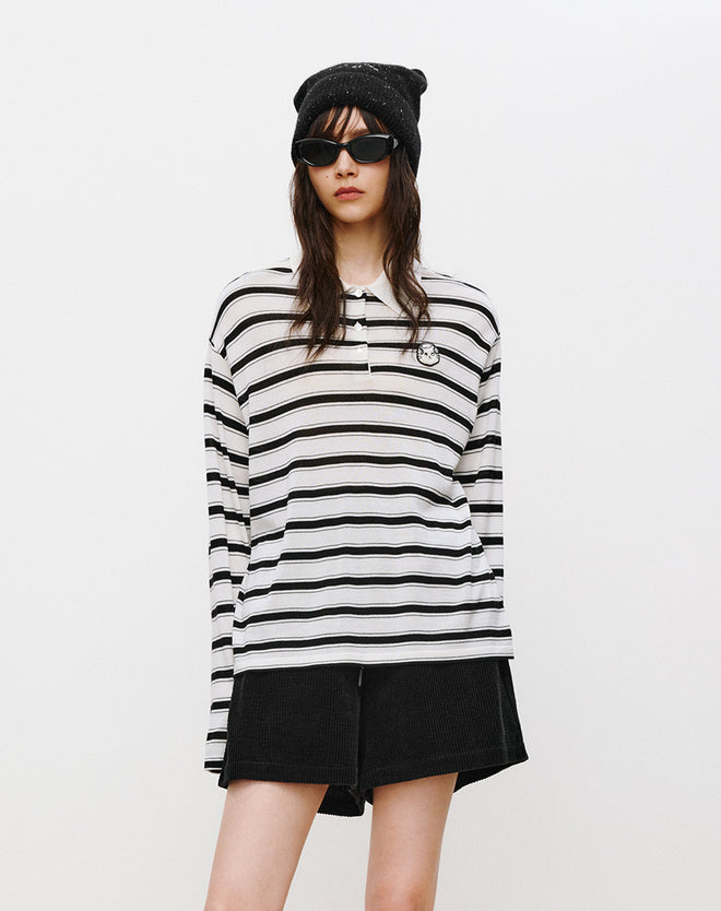 Cat Stripe Polo Sweater
