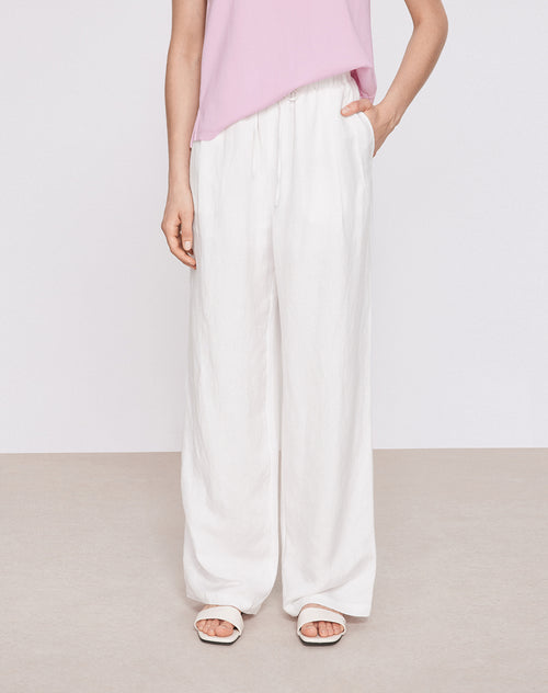 Relaxed White Linen Pants