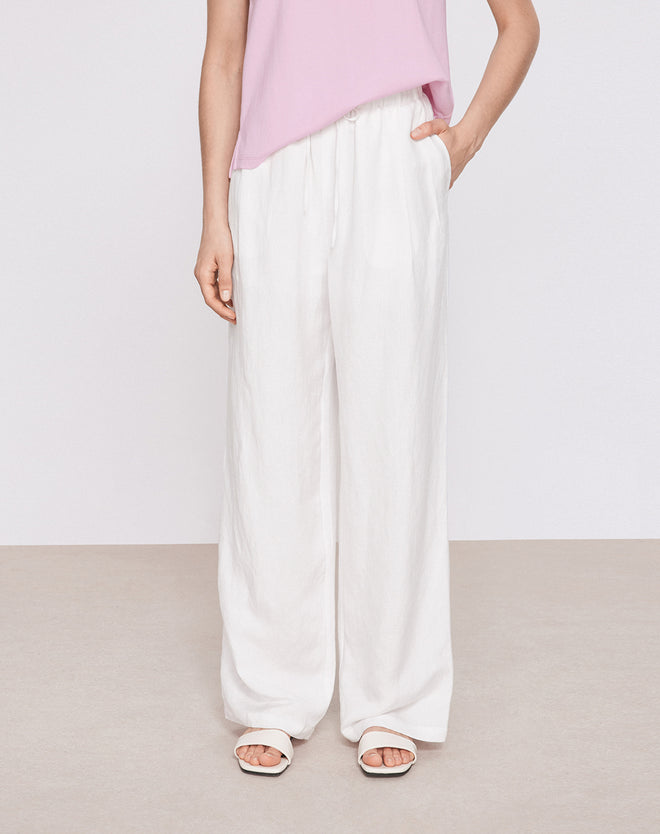 Relaxed White Linen Pants