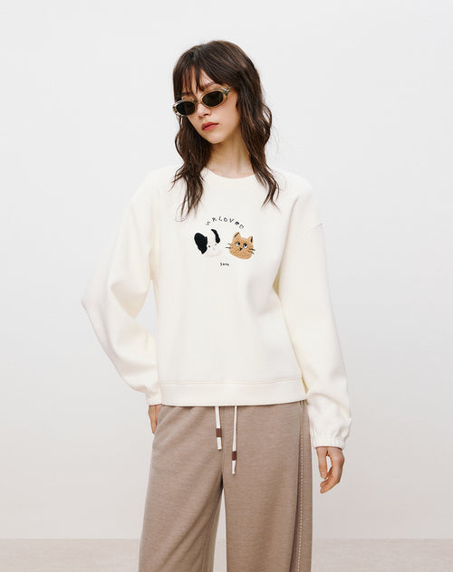 Meow Woof Cream White Sweatshirt