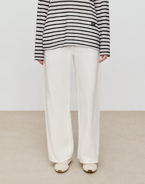 Drawstring White Jeans