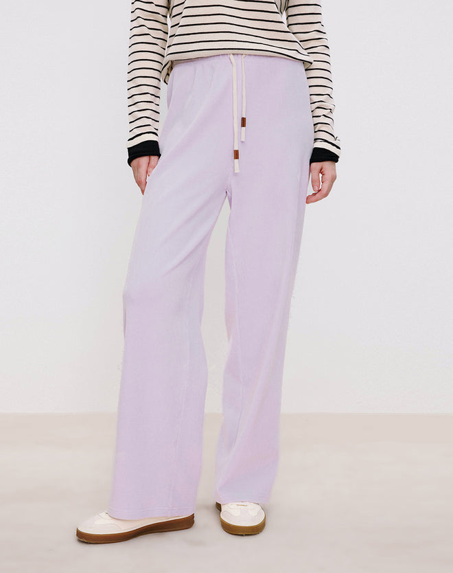 Soft Pink-Purple Straight-Leg Pants