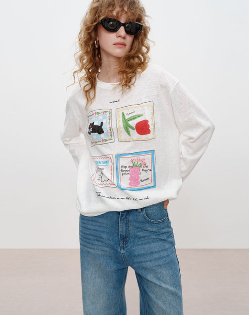 Four-Panel Graphic Long Sleeve Tee