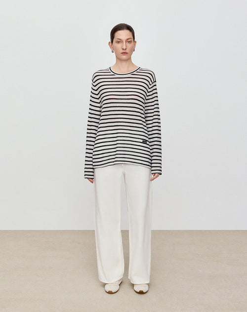 Sequin Stripe Wool Sweater