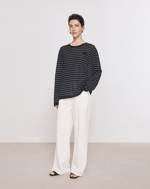 Lightweight Navy Stripe Cover-Up