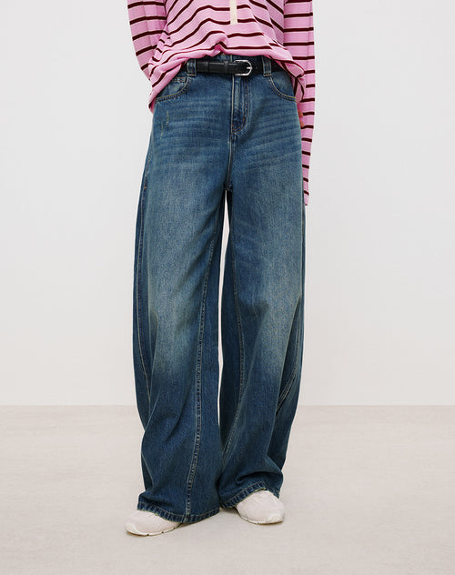 Vintage Wash Wide-Leg Jeans