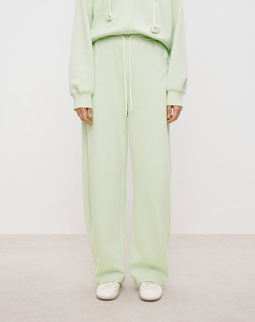Cat Fleece Sweatpants in Light Green