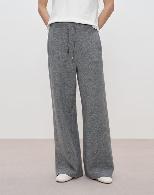 Scarf-Accent Sweatshirt Set – Relaxed Pants