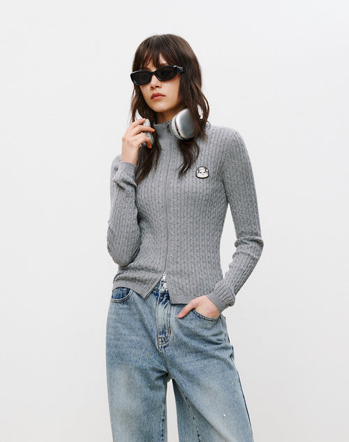 Cat Cable-Knit Cardigan