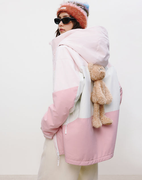 Color-Block Pink Ski Jacket