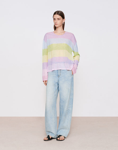 Rainbow Stripe Lightweight Cover-Up