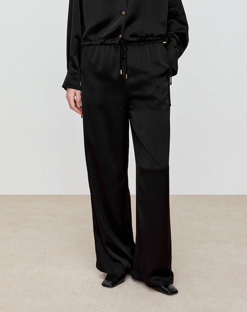 Chic Acetate Tweed-Style Wide-Leg Pants