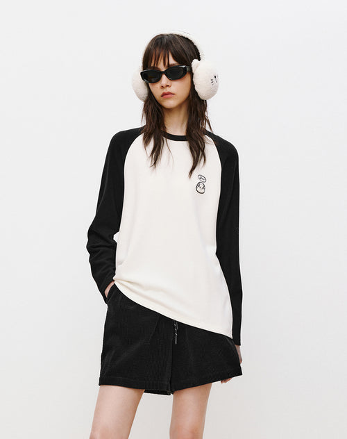 Black & White Raglan Sleeve Tee