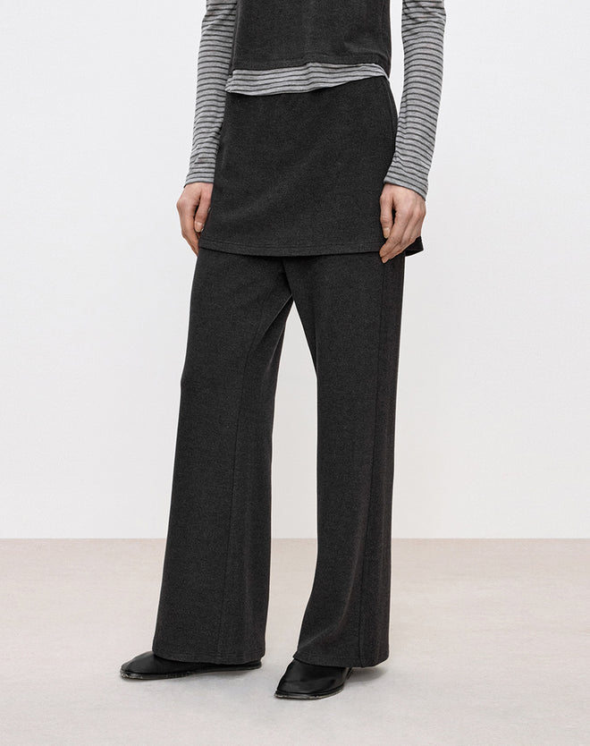 Soft Heart Mock-Layer Skirt Pants