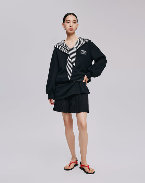 Sailor Collar Sweatshirt Dress