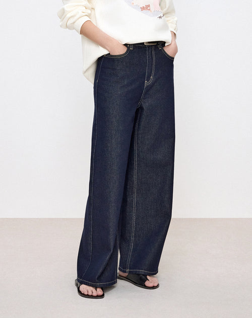 Raw Denim Wide-Leg Jeans