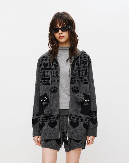 Fair Isle Hooded Cardigan