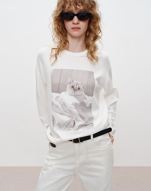 Snowy Coconut Cat Long Sleeve Tee