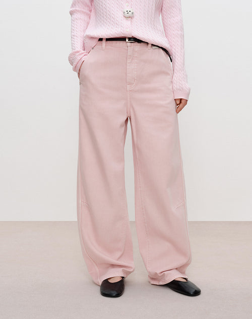 Candy Pink Curve-Seam Jeans