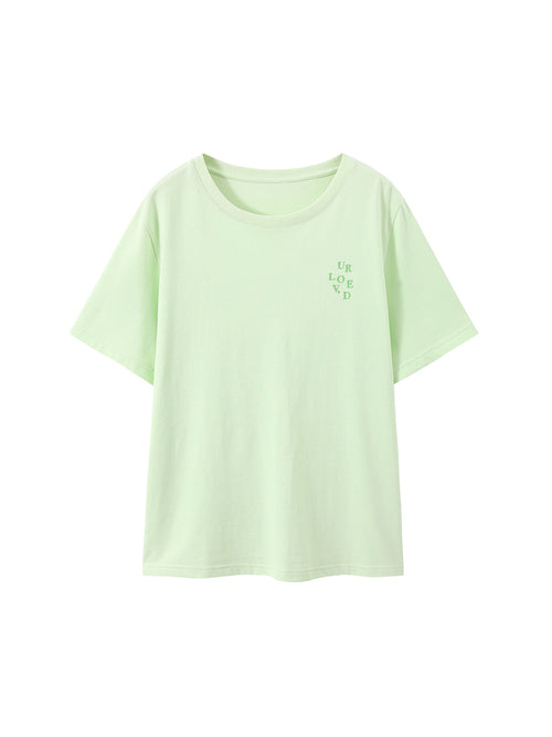 T-shirt lettre vert frais 