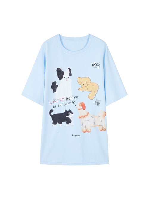 Puppy Pink And Blue T-Shirt