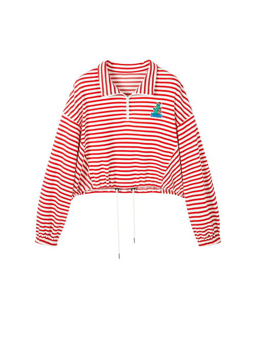 赤と白のストライプのセーター